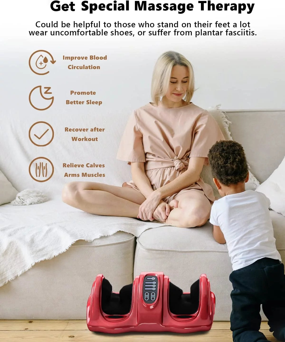 Foot Massager with Kneading and Rolling, 3 Modes and Remote E12131