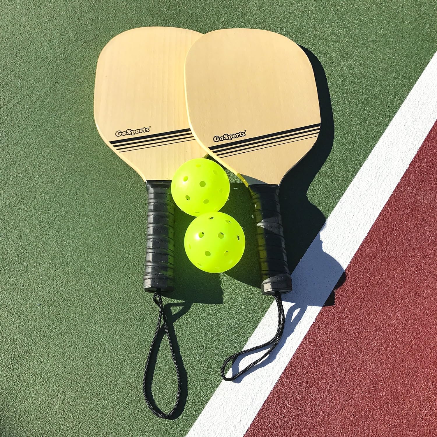 Wooden Pickleball Starter Set with 2 Paddles and 4 Balls K959194