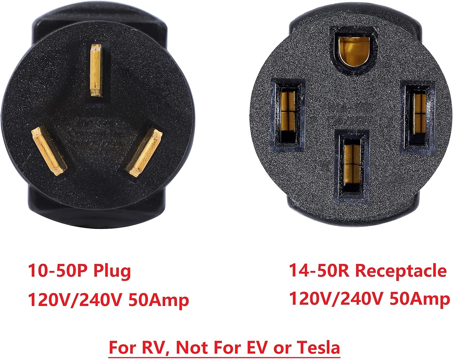 NEMA 10-50P to 14-50R 50 Amp 3 Prong to 4 Prong Adapter B409854