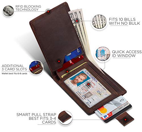 RFID Blocking Slim Bifold Genuine Leather Front Pocket Wallet for Men A690612