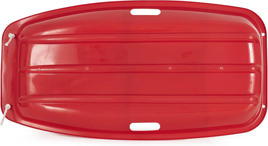 Toddler Plastic Snow Sled with Pull Rope and Handles, Red (2 Pack) N45026