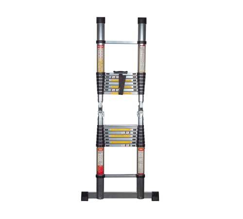 16.5 ft Telescoping Ladder A Frame - Aluminum Extension Ladder with Balance Bar, Carry Handle & Tool Tray O962
