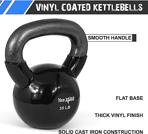 Vinyl Coated Kettlebell Weight Set for Full Body Strength Training N968241