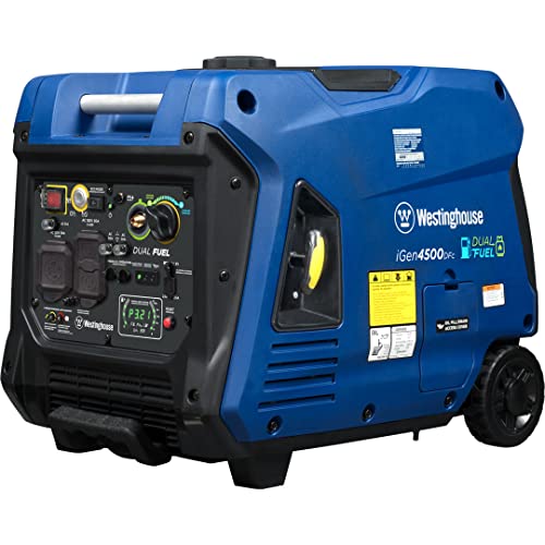 5000 Peak Watt Dual Fuel Portable Inverter Generator with Wheel & Handle Kit F235672