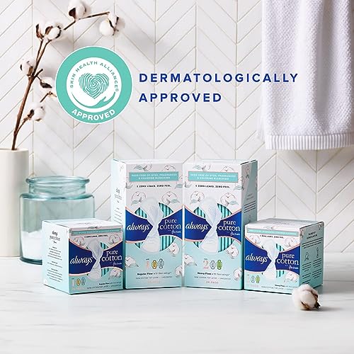 Pure Cotton Feminine Pads, Size 2, Heavy Flow, Wings, Unscented, 34 Count Y7893