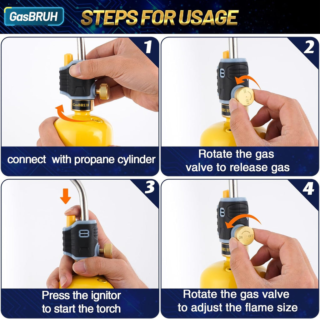 Propane Torch Head with Self Ignition, Trigger Start, Welding Torch Kit A9921