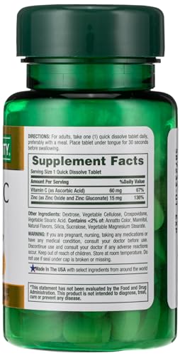 Vitamin C + Zinc Supplement, 60 mg, 60 Tablets L583