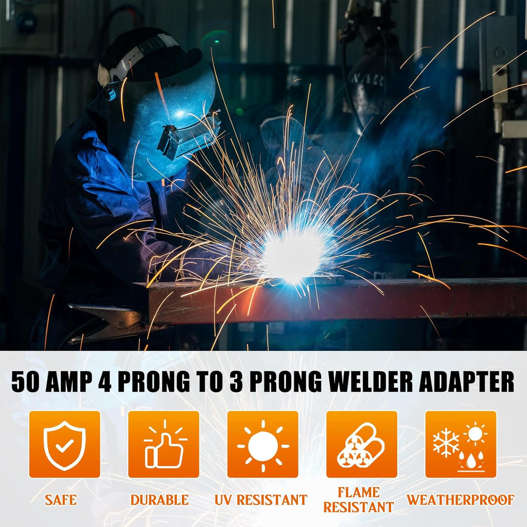 Welder Adapter, NEMA 14-50P Male to 6-50R Female, 50 Amp 4 to 3 Prong R730