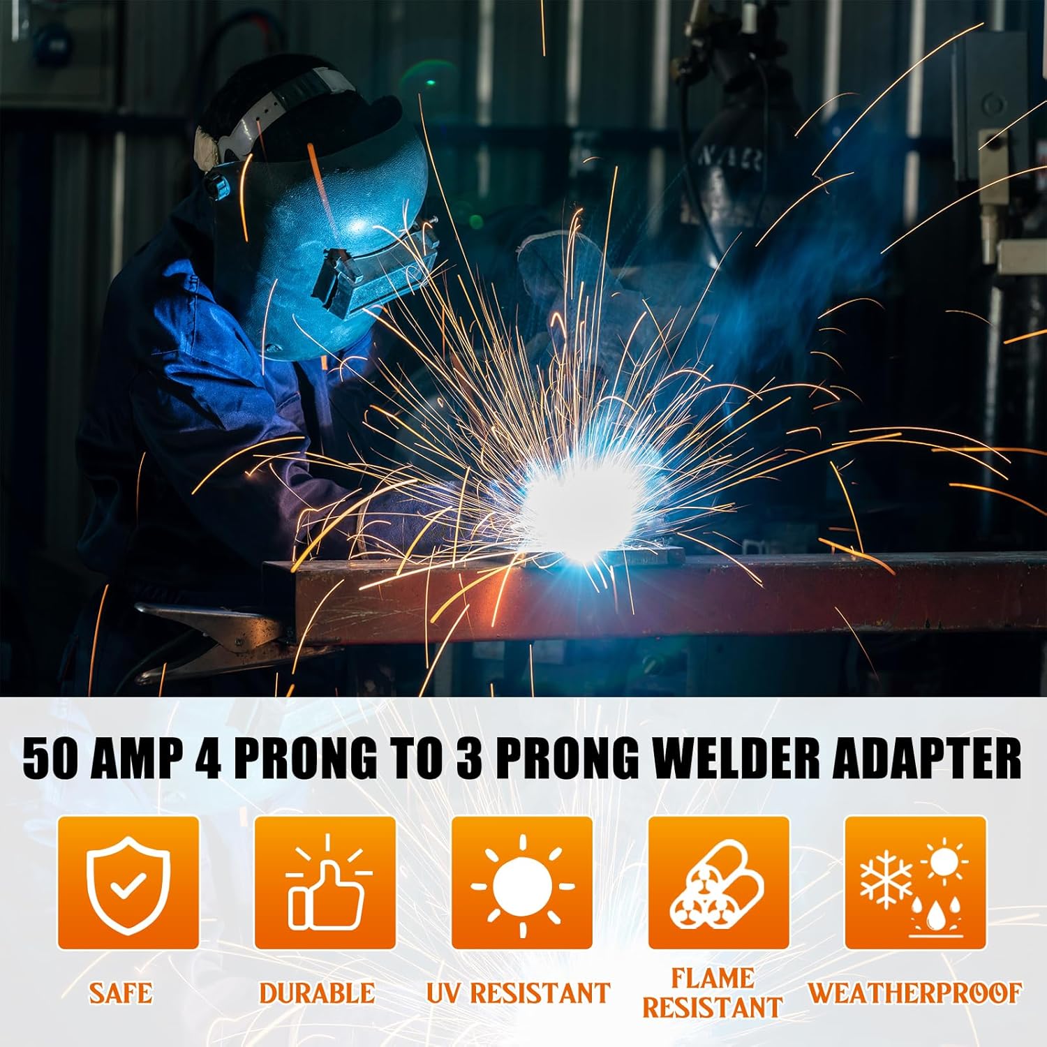 Welder Adapter, NEMA 14-50P Male to 6-50R Female, 50 Amp 4 to 3 Prong R730