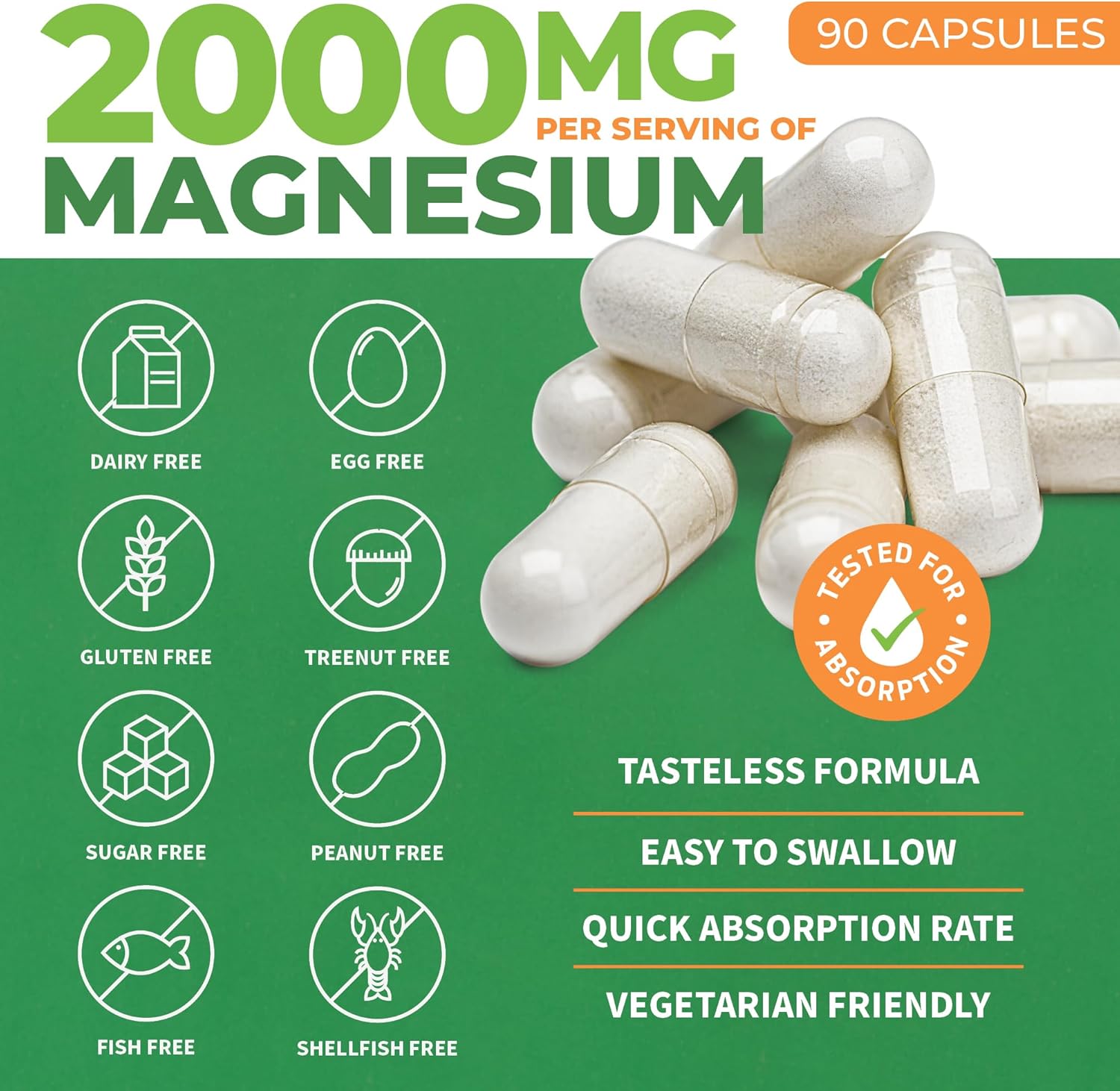 Magnesium L-Threonate Capsules 2000mg for Focus, Memory, Brain & Sleep Support A1237