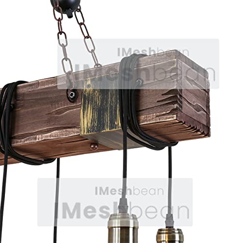 Farmhouse Wood Beam Chandelier 10 Heads for Dining Table Kitchen Island D56166
