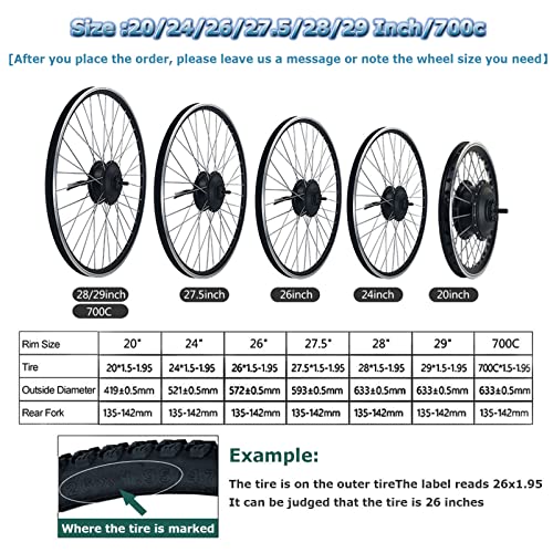 Electric Bicycle Conversion Kit Rear Wheel with LCD Display, 48V 1500W P94614