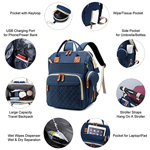 Waterproof 3 in 1 Diaper Backpack with Foldable Changing Pad, Grey G6485
