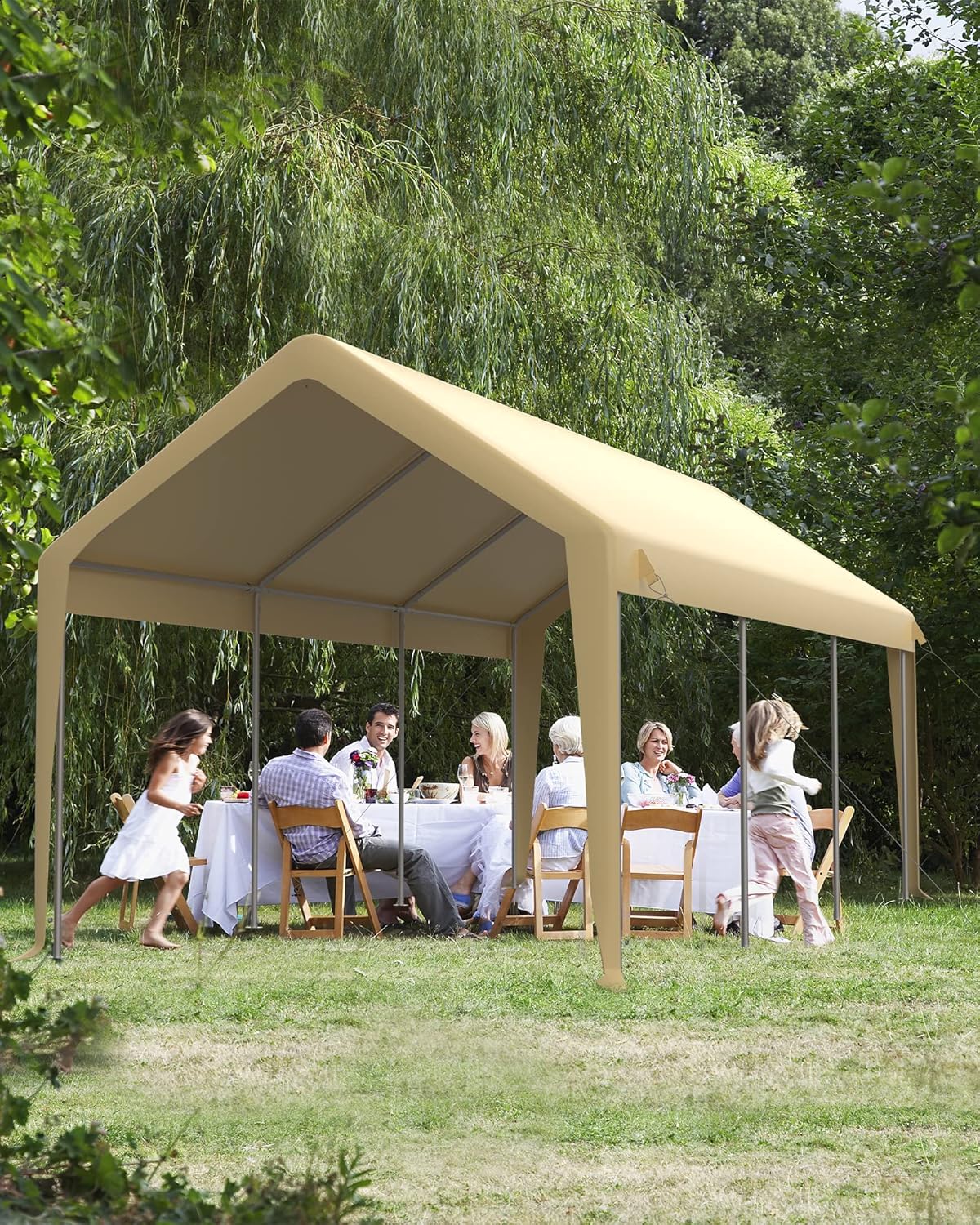 Carport 10x20 Portable Garage, Heavy Duty Steel Poles, 4 Roll-up Doors B534644