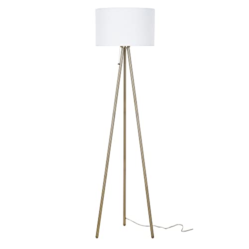 Catalina Lighting 22965-000 Mid-Century Modern Tripod Floor Lamp, Standing Lamp, Living Room Floor Light, LED Bulb NOT Included, 61.25", Antique Brass