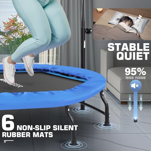 50" Rebounder Trampoline for Adults with Bar, 550 LBS Mini Trampoline U1305