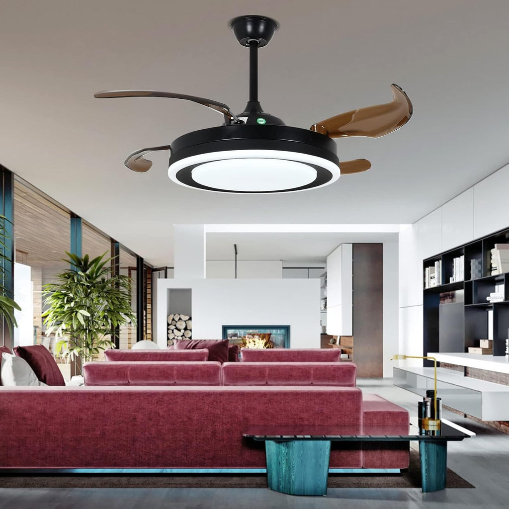 Retractable Ceiling Fan with Lights, Remote Control, Silent Motor F23944