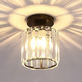 KCO Lighting Small Crystal Chandelier Flush Mount Ceiling Light Modern Mini Black Semi Flush Mount Ceiling Light Fixture Close to Ceiling Light for Bathroom Entryway Hallway Ceiling Light