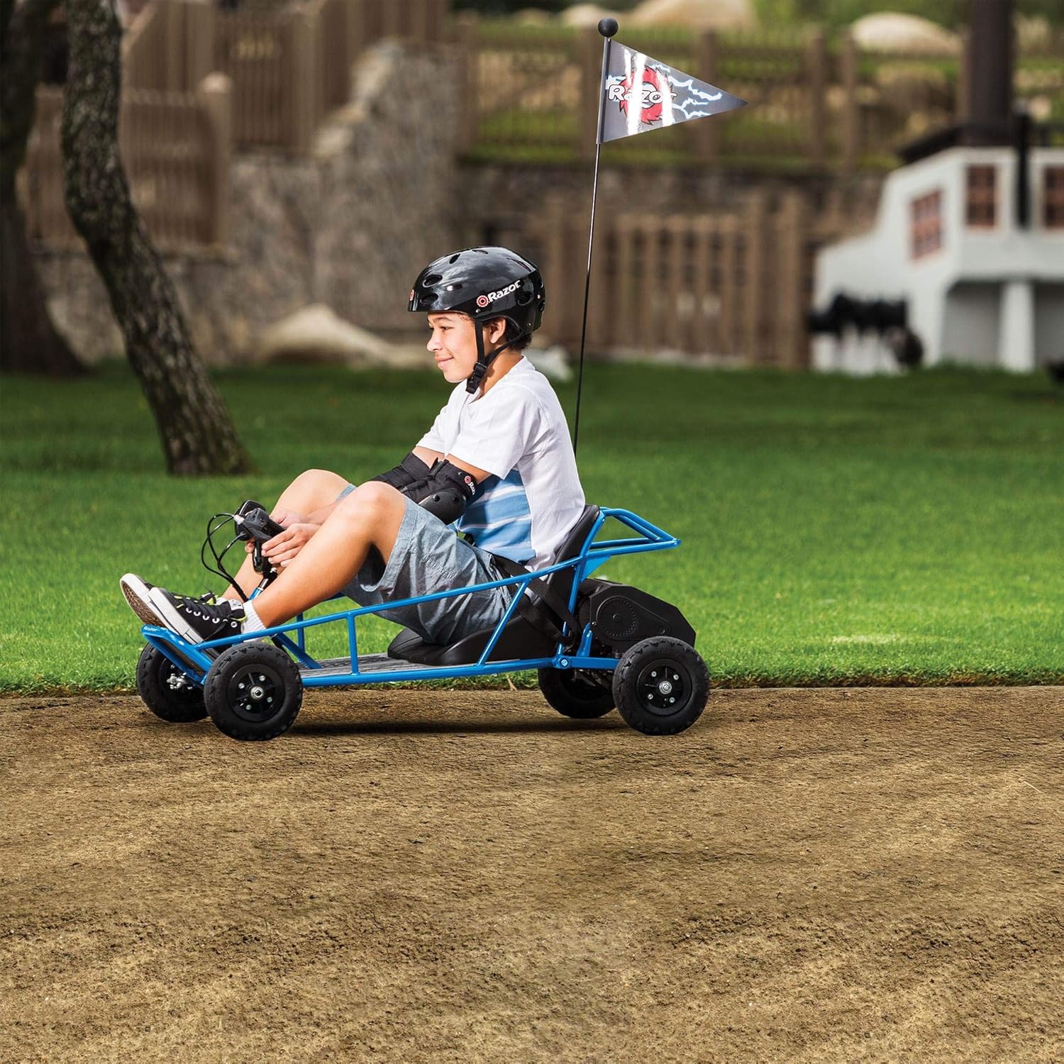Electric Compact Steel Frame Kart Dune Buggy for Ages 8 and Up, Blue W87657