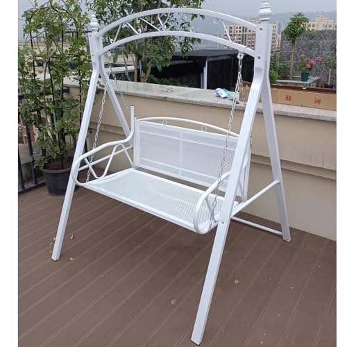 Metal Patio Porch Swing with A-Frame Stand and Adjustable Chains Q331