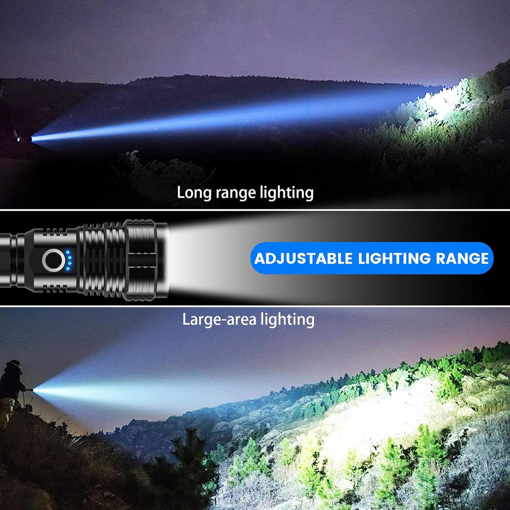 Rechargeable LED Flashlight 900,000 Lumens, 5 Modes, Waterproof, 12-Hour Runtime, 2 Pack P886492