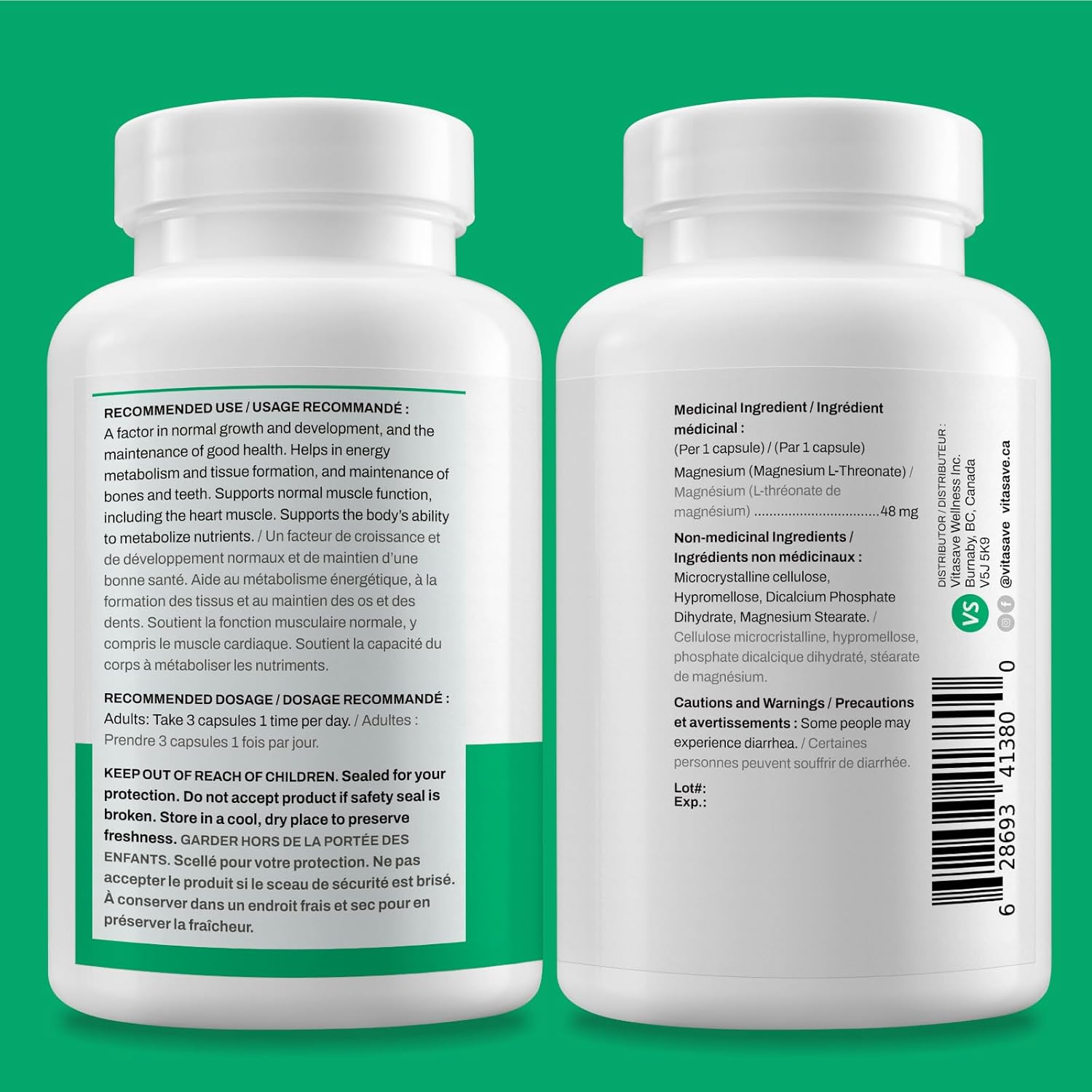 Magnesium L-Threonate 144mg, 120 Capsules A739