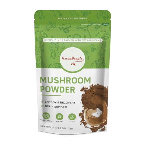 Mushroom Powder - Mushrooms Supplement Blend for Coffee & Smoothies - Lions Mane, Turkey Tail, Reishi, Chaga, Shiitake, Cordyceps, Complex - 6.2oz Mushroom Supplement(60 Servings)