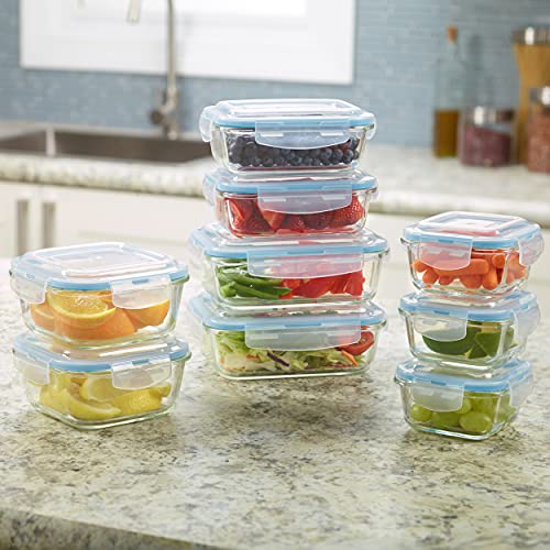 Glass Food Storage Containers with Lids, 9 Pack, Airtight & Leak Proof A9201