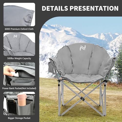 Heated Folding Camping Chair for Outdoor Sports, Portable for Adults, Supports 500 Lbs C42812