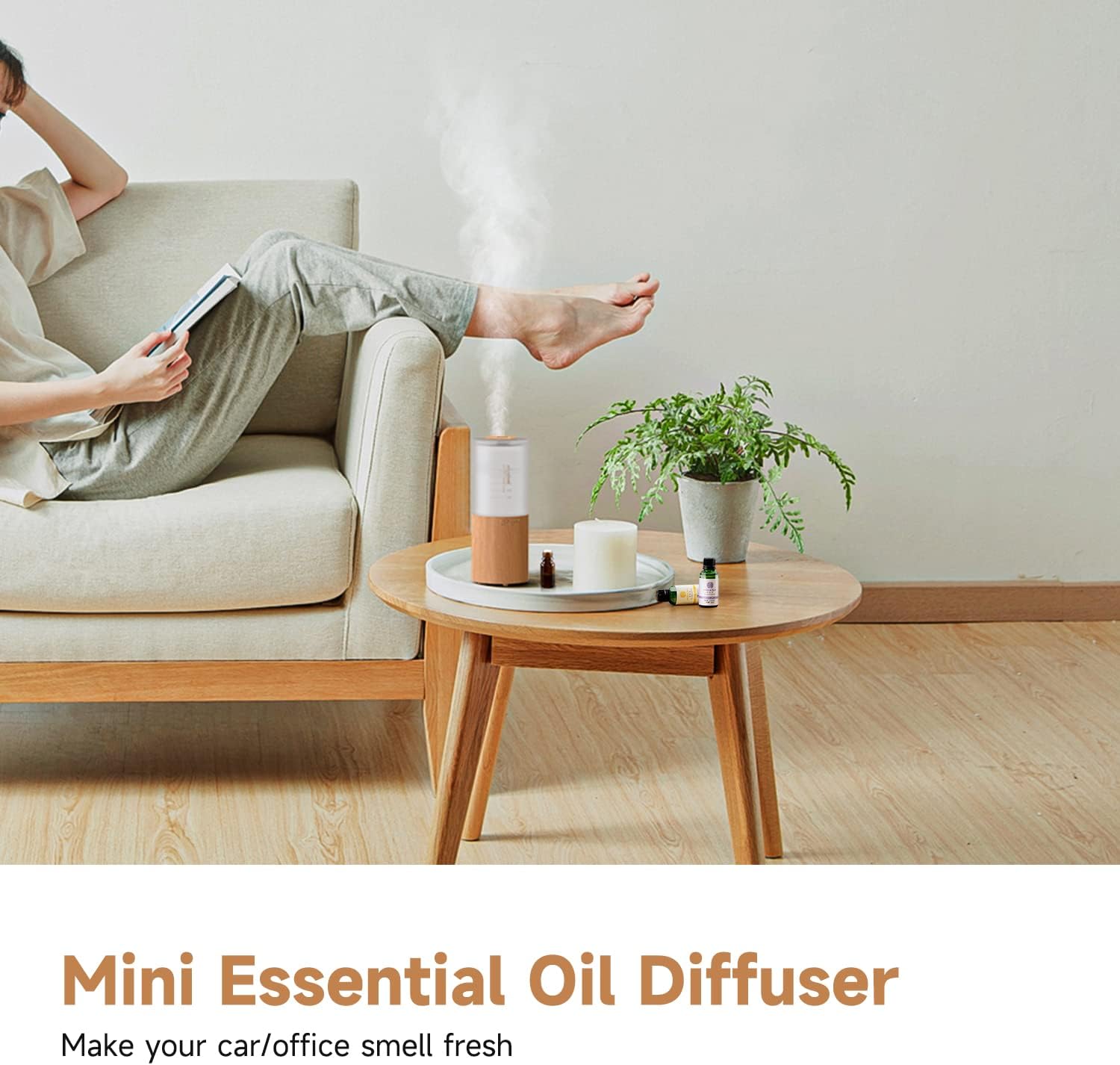 Mini Essential Oil Diffuser Aroma Cool Mist Humidifier for Car Office Sleep Travel N51073
