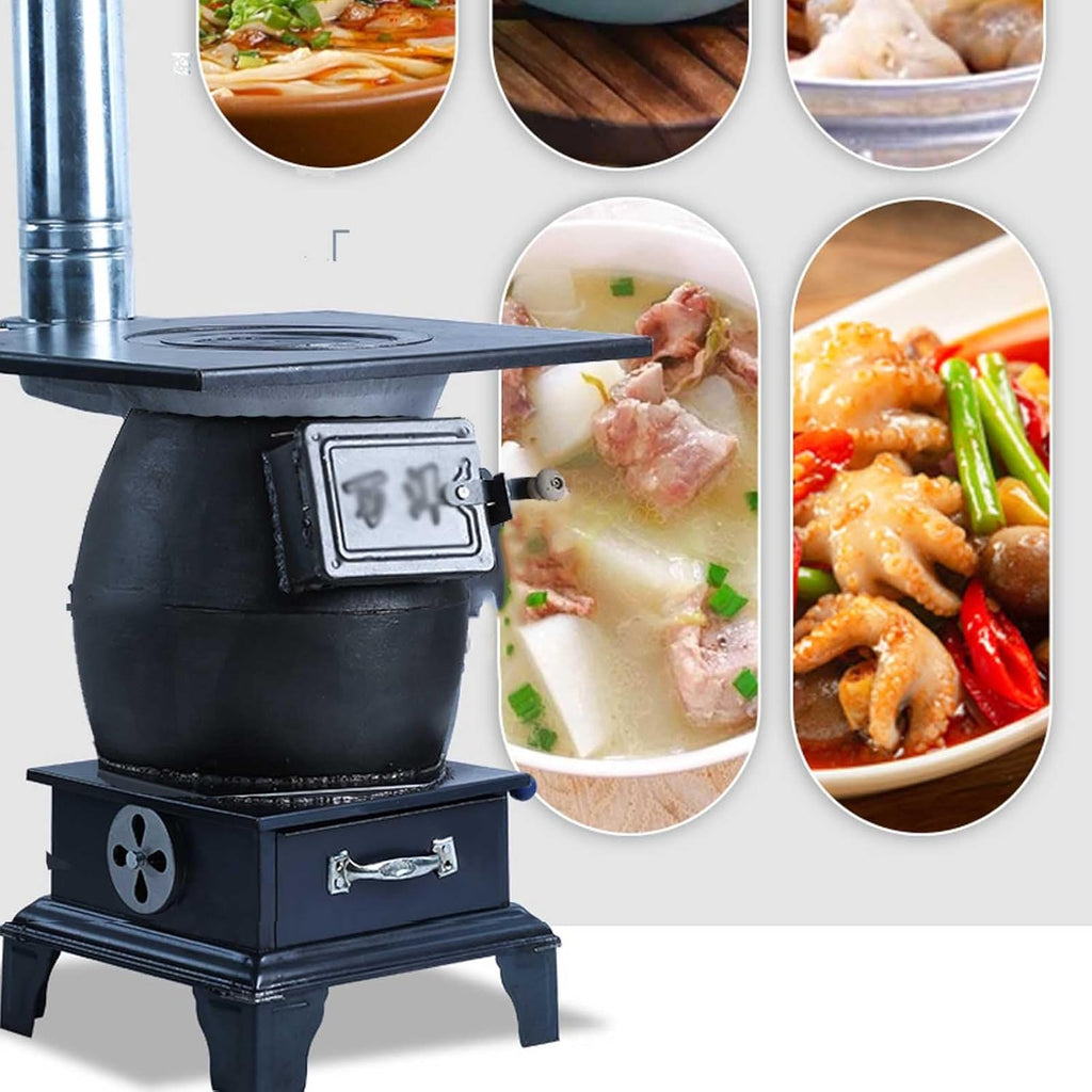 Outdoor Wood Burning Stove with Sectional Chimney Pipes for Camping and Heating E86216