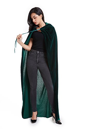Halloween Costume Cape Hooded Velvet Cloak F386