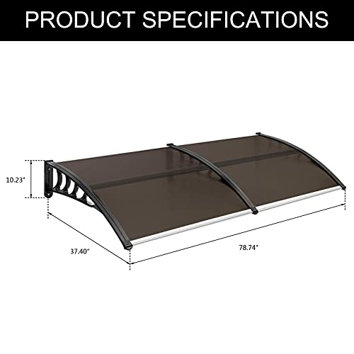 Window Awning Door Canopy Exterior, 30" x 40" Polycarbonate Cover Patio Door Awning Rain Snow Sunlight Protection C77854