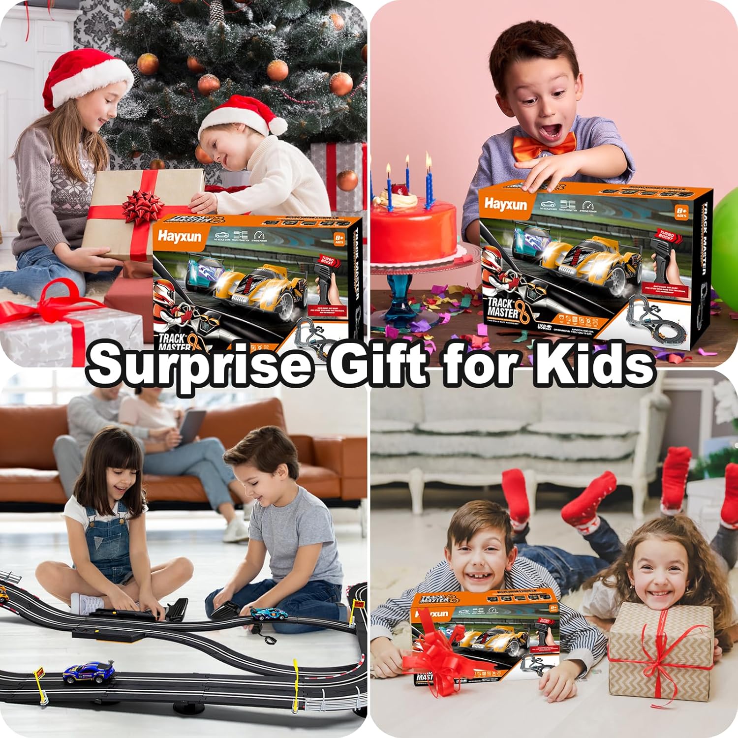 Slot Car Race Track Set with 4 High-Speed Cars and 2 Controllers Y553422