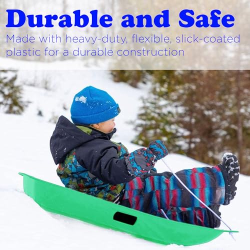 Toddler Snow Sled with Pull Rope and Handles - 35 Inch, 2 Pack X688