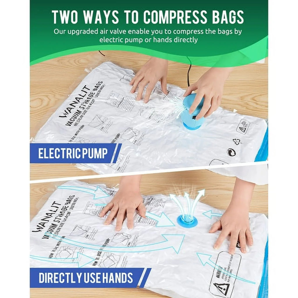 10 Pack Vacuum Storage Bags Small with Electric Air Pump H49242