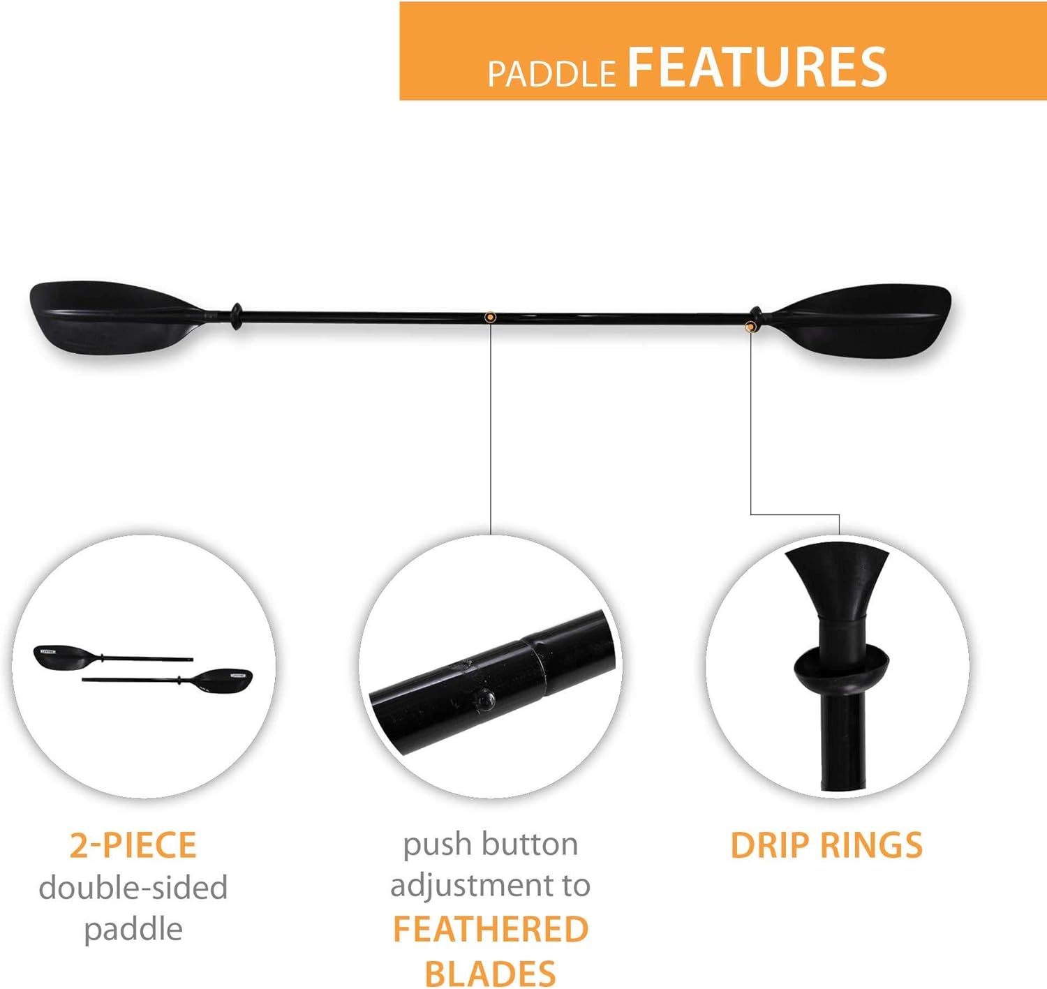 Kayak Paddle, Black, 86.6 inches C210