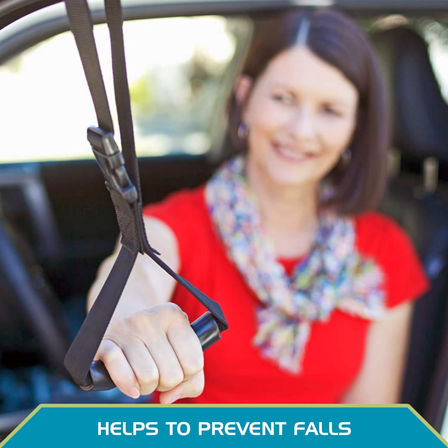 Auto Assist Handle, Portable Vehicle Support for Sit to Stand, Car Door Lift Strap with Rubber Grip J9532