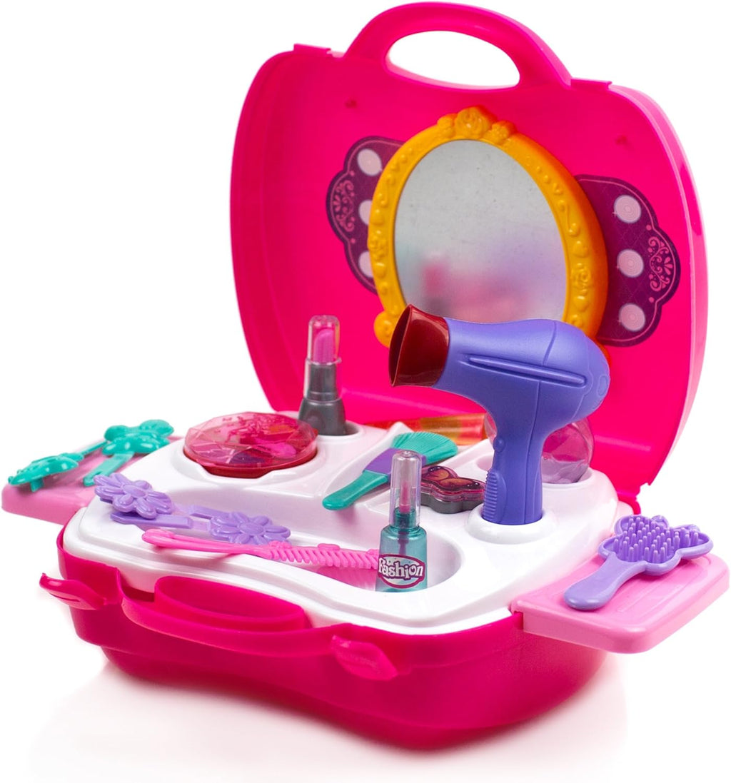 21-Piece Pretend Play Makeup Kit for Girls with Beauty Salon Case I961