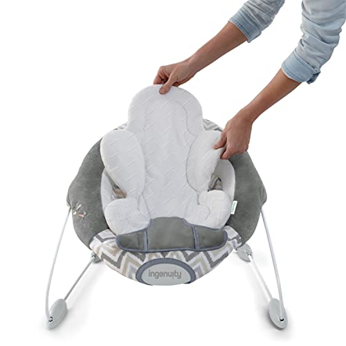 Automatic Baby Bouncer Seat with White Noise, Music, Toy Bar & 2 Plush Infant Toys, 0-6 Months Up to 20 lbs T1932