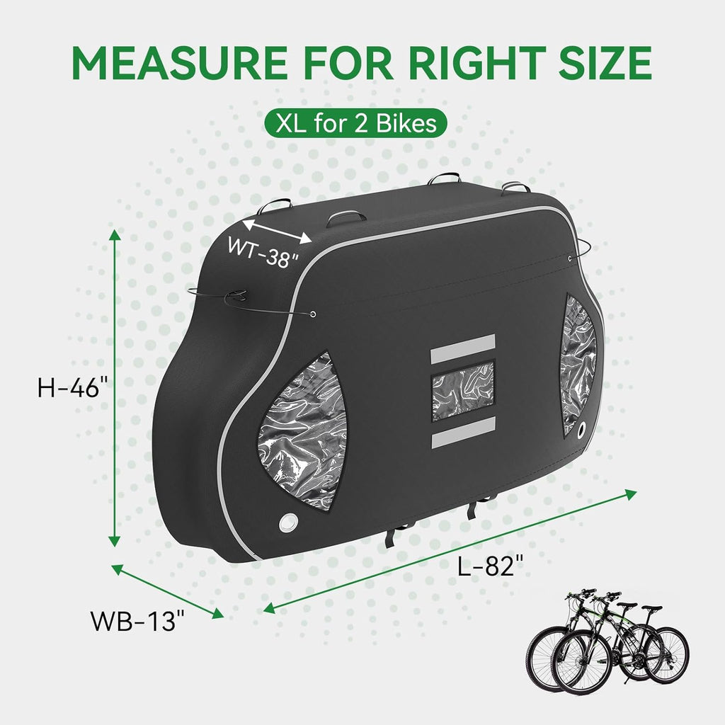 Bike Cover for 2 Bikes on Rear Rack, 600D Oxford Waterproof Outdoor Storage, with 2 Bungee Cords R1494