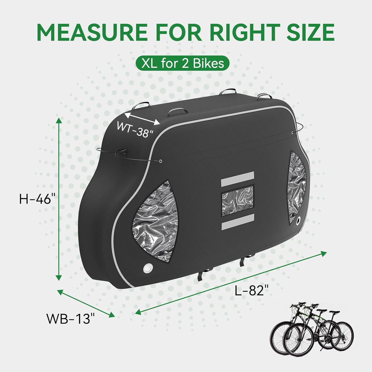 Bike Cover for 2 Bikes on Rear Rack, 600D Oxford Waterproof Outdoor Storage, with 2 Bungee Cords R1494