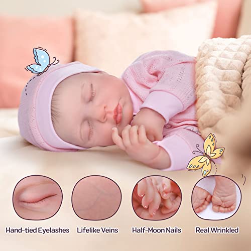 Lifelike Reborn Baby Doll 18 Inch Soft Body Realistic Newborn Sleeping Girl with Clothes and Toy Accessories I8576