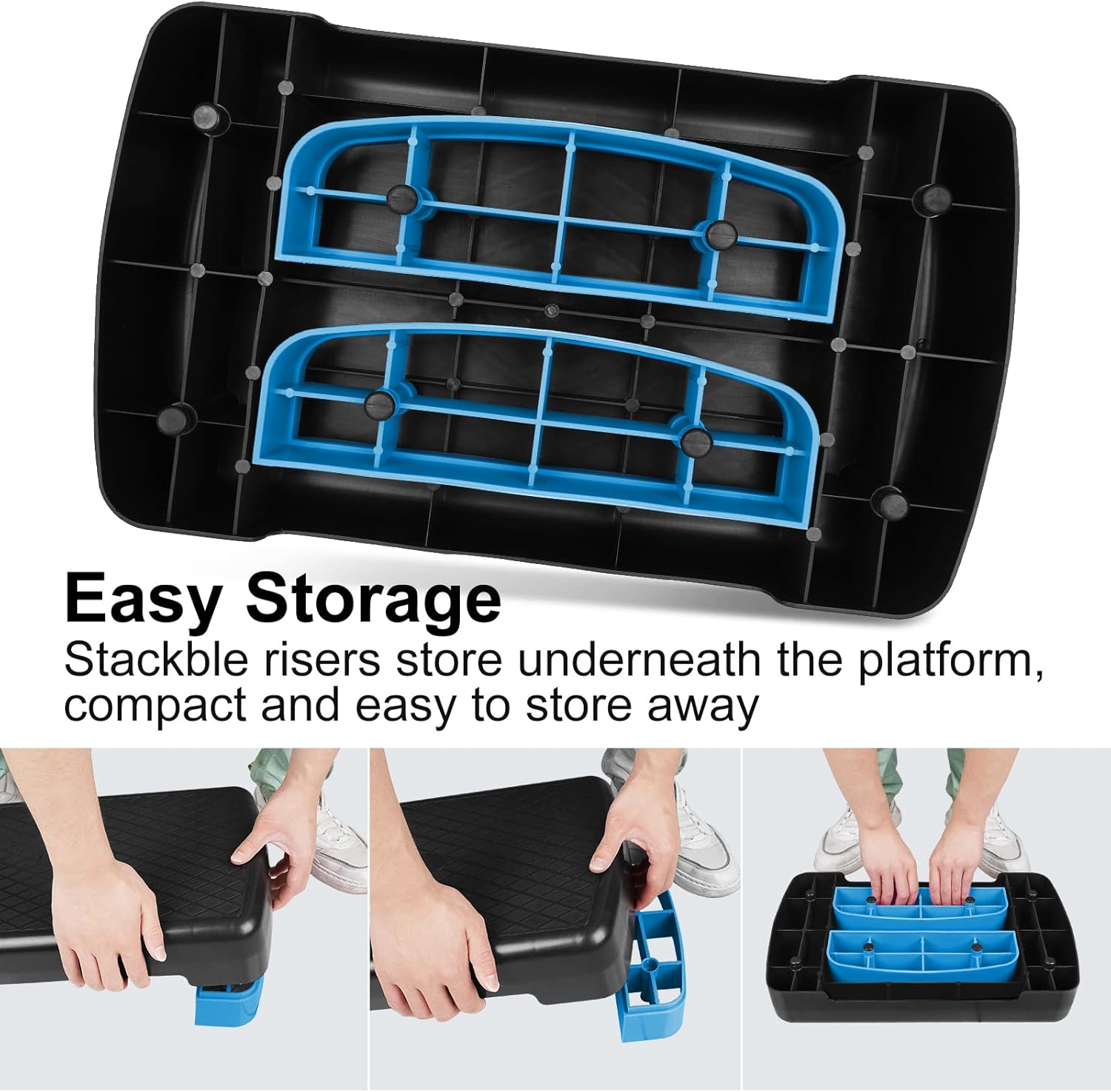 Adjustable 4-6 Inch Step Aerobics Platform with 2 Risers N3611