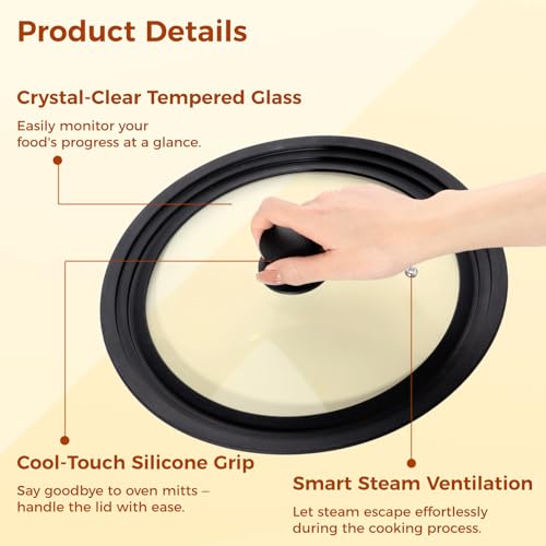 Universal Pan Lid with Clear Window for Pots, Pans, Skillets, Woks C222