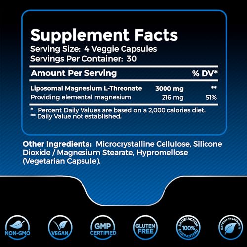Magnesium L-Threonate Supplement Capsules, 3000mg, 120 Count G197075