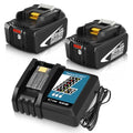 2 Packs 6.0Ah Li-ion BL1860B Battery and DC18RC Charger Replacement for Makita 18V Battery and Charger Kit Compatible with Makita 18 Volt Battery BL1860 BL1850B BL1840B BL1830B BL1820 BL1815 (Black)