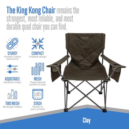 King Kong Camping Chair with Mesh Cup Holder and Pocket, Foldable Steel Frame C707598