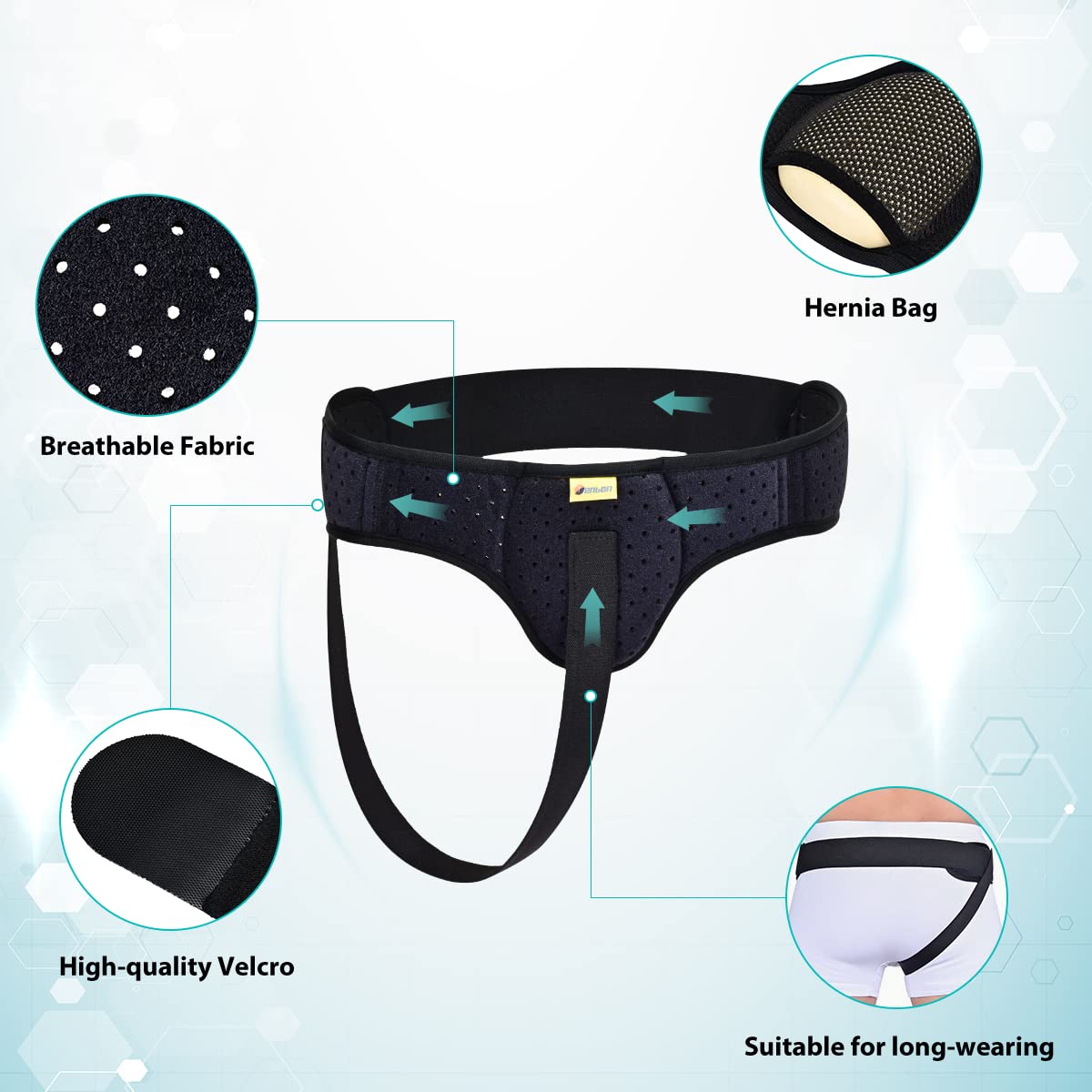 Hernia Belt Truss for Men and Women with Removable Compression Pads A849673