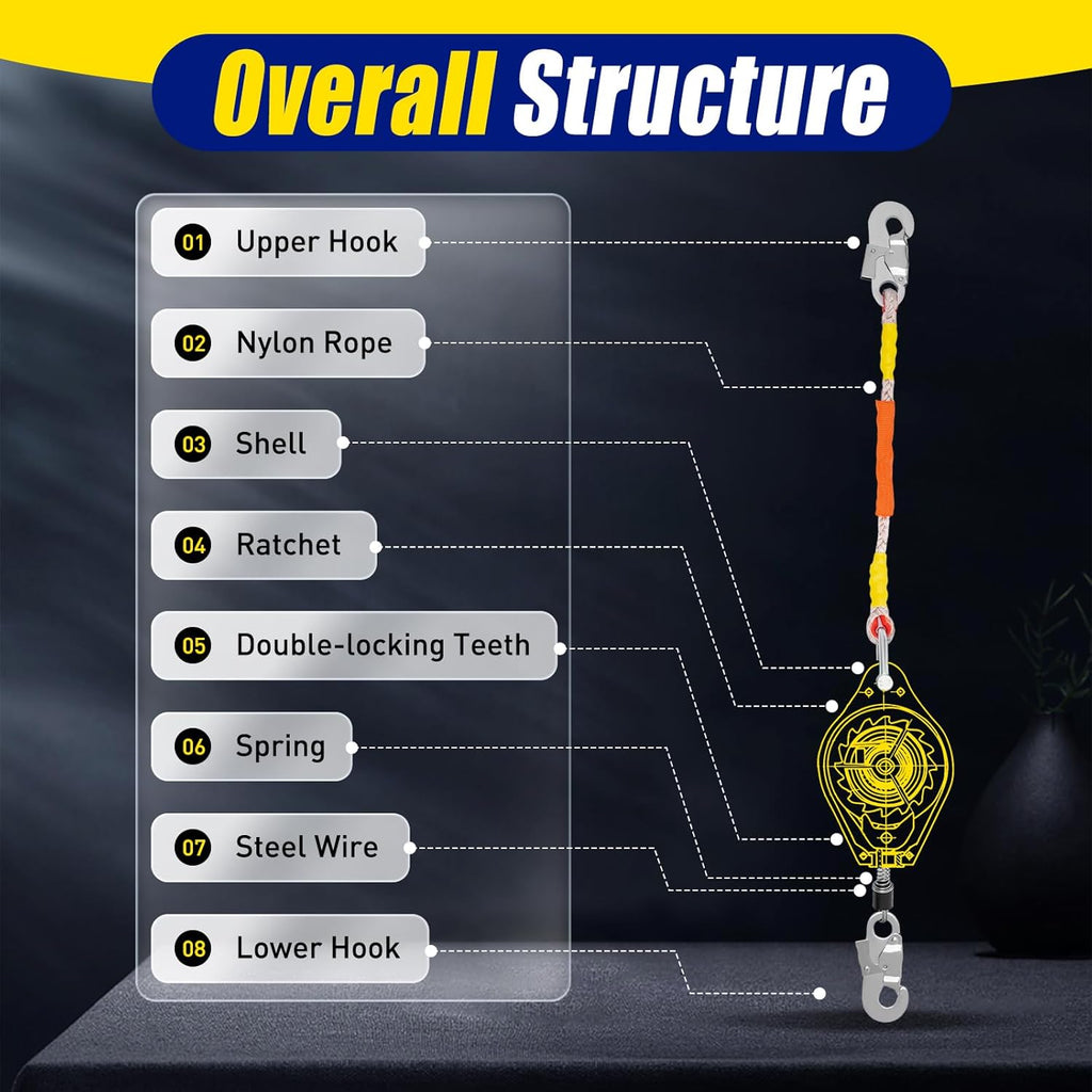 Self-Retracting Lifeline 330lbs Fall Arrester with Steel Wire Rope T258